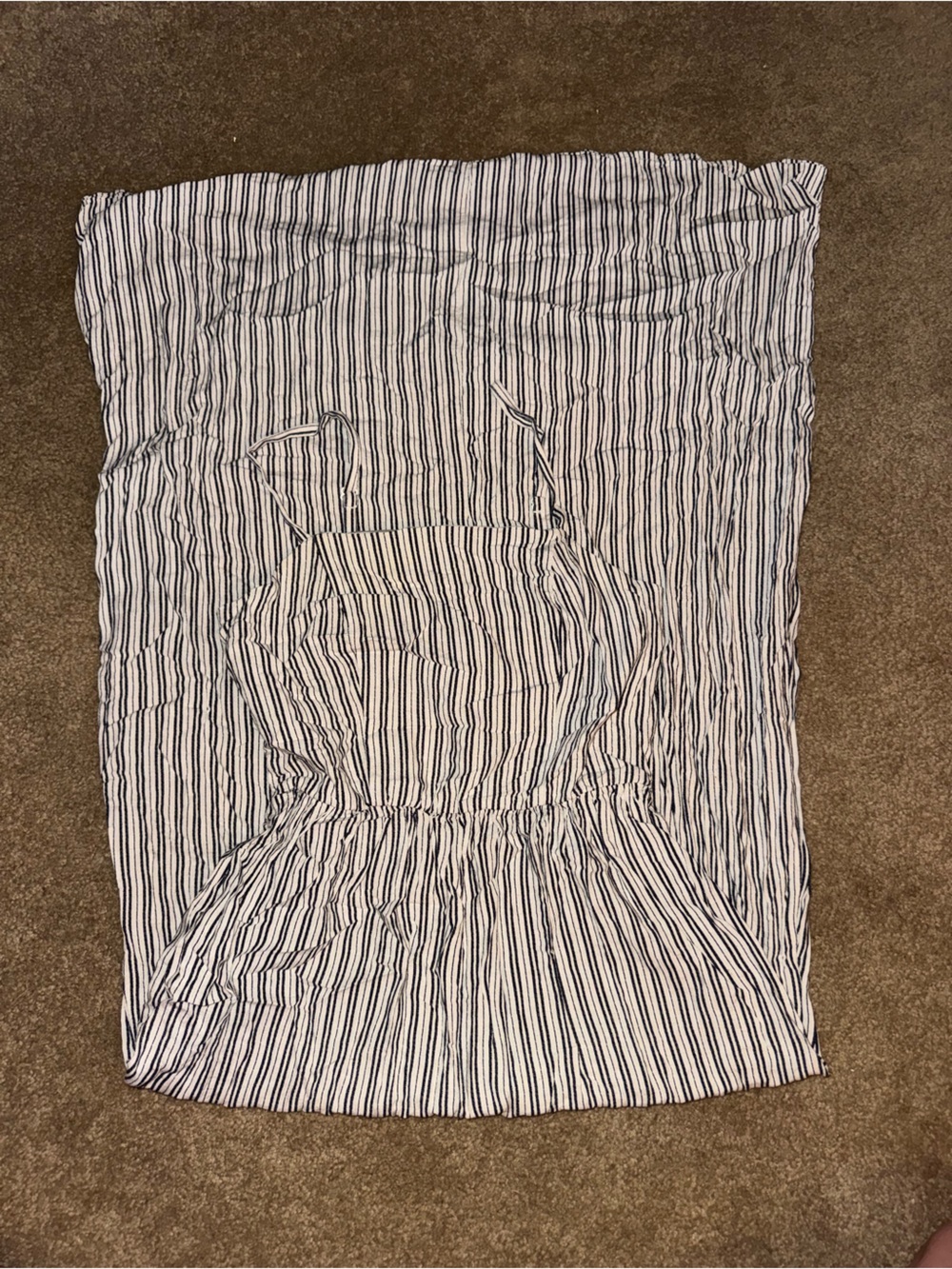 Lily Rose Navy and White Striped Strapless Maxi Dress